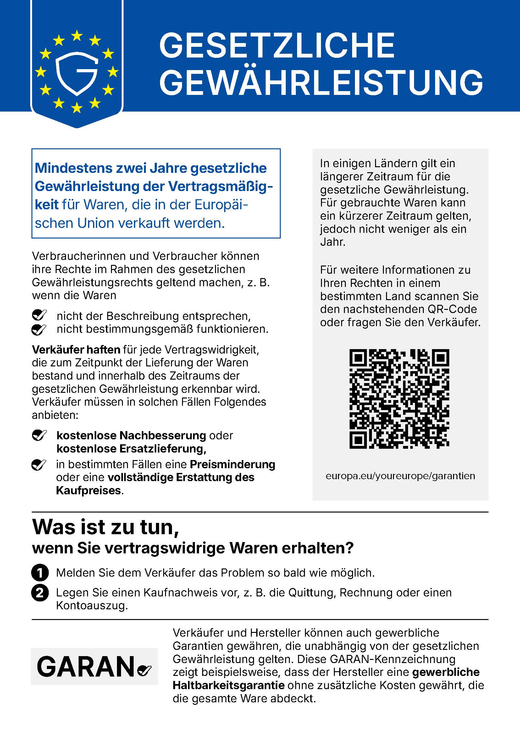 Label für die gesetzliche Gewährleistung